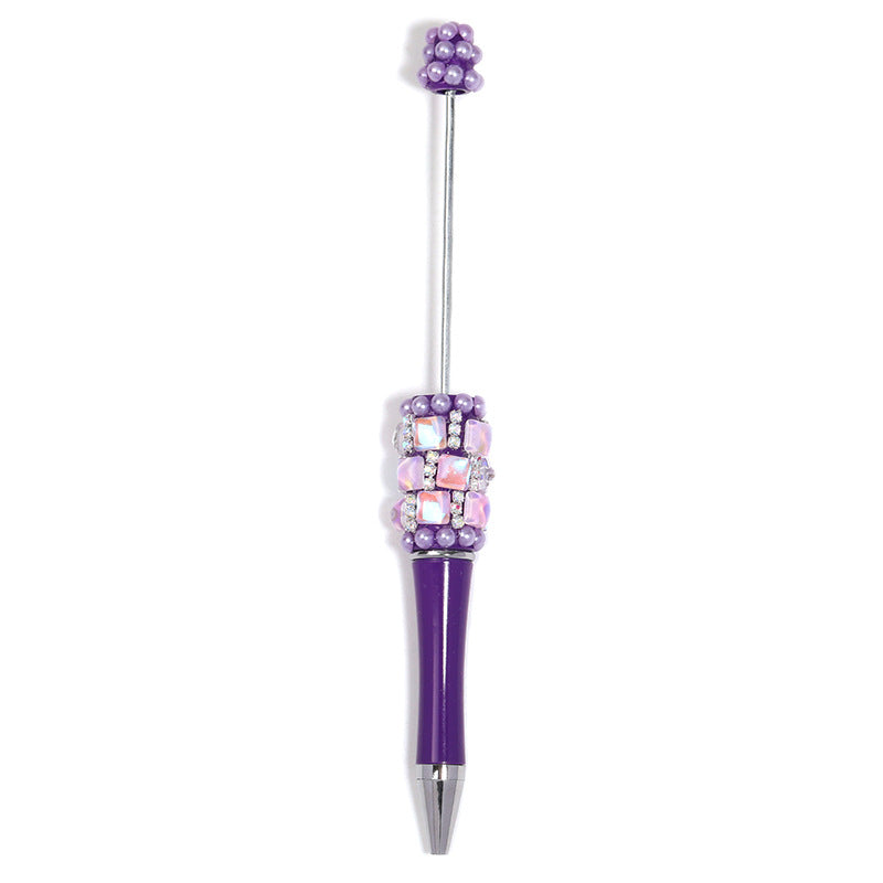 Wholesale  5pcs/pack Square diamond pearl bead pen,  multi-color plastic rotating ballpoint pen